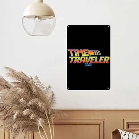 Back To The Future Time Traveler Black Metal Poster Wall Art Decor Sign