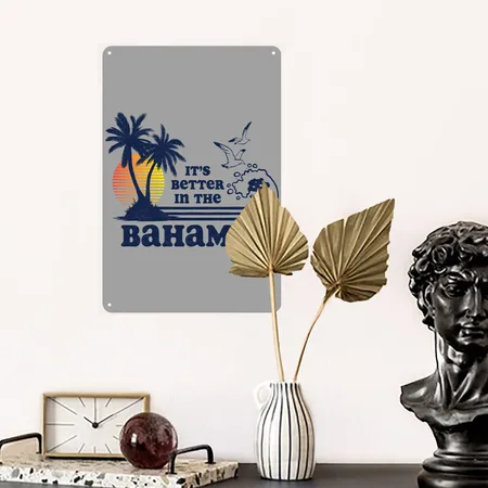 Bahamas S Better In The Bahamas Vintage Heather Gray/black Metal Poster Wall Art Decor Sign