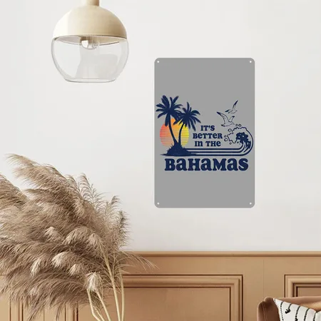 Bahamas S Better In The Bahamas Vintage Heather Gray/black Metal Poster Wall Art Decor Sign