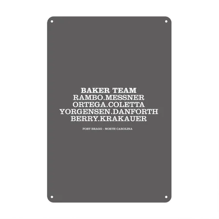 Baker Team - John Rambo Charcoal Grey Metal Poster Wall Art Decor Sign