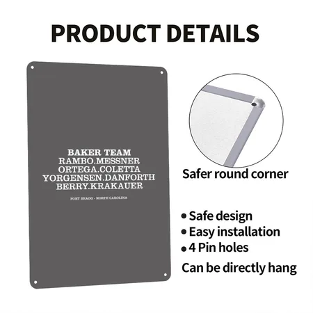Baker Team - John Rambo Charcoal Grey Metal Poster Wall Art Decor Sign