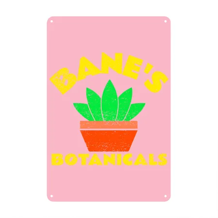 Bane's Botanicals Logo Classic Pink Metal Poster Wall Art Decor Sign
