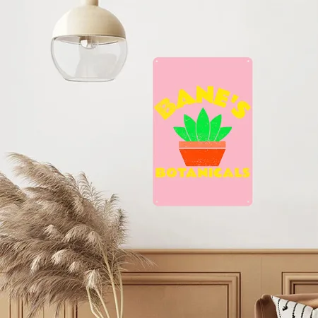 Bane's Botanicals Logo Classic Pink Metal Poster Wall Art Decor Sign