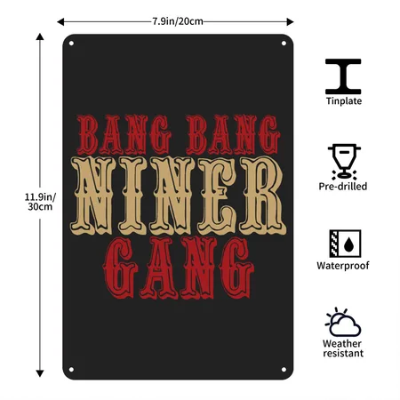 Bang Bang Niner Gang! Black/heather Gray Metal Poster Wall Art Decor Sign