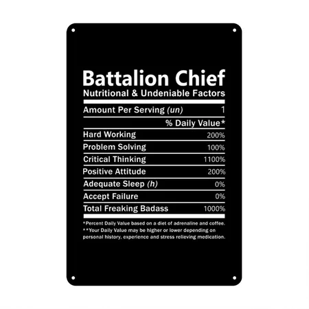 Battalion Chief - Nutritional And Undeniab Black Metal Poster Wall Art Decor Sign