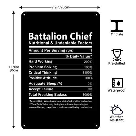 Battalion Chief - Nutritional And Undeniab Black Metal Poster Wall Art Decor Sign
