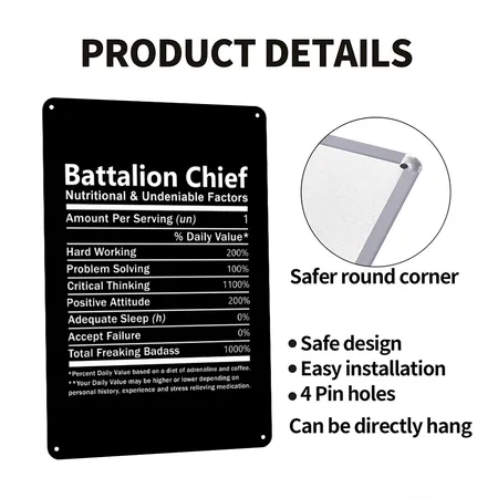 Battalion Chief - Nutritional And Undeniab Black Metal Poster Wall Art Decor Sign