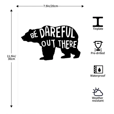 Be Dareful Out There White/black Metal Poster Wall Art Decor Sign