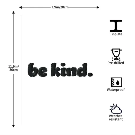 Be Kind Embroidered White Metal Poster Wall Art Decor Sign