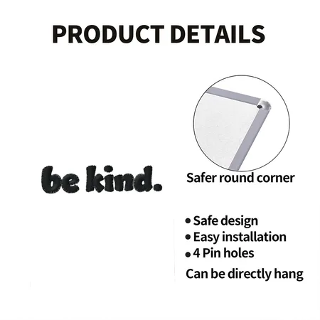 Be Kind Embroidered White Metal Poster Wall Art Decor Sign