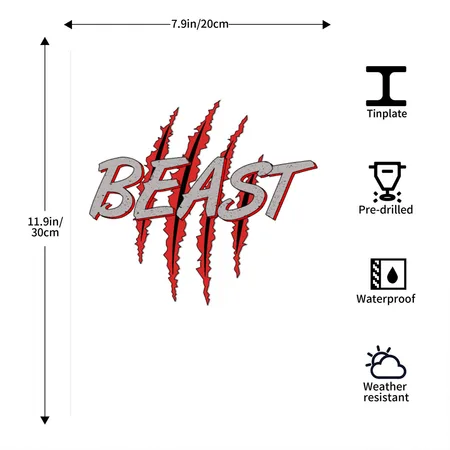 Beast / Beast & Beauty Duo Partner Look White Metal Poster Wall Art Decor Sign