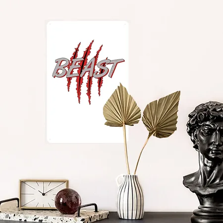 Beast / Beast & Beauty Duo Partner Look White Metal Poster Wall Art Decor Sign