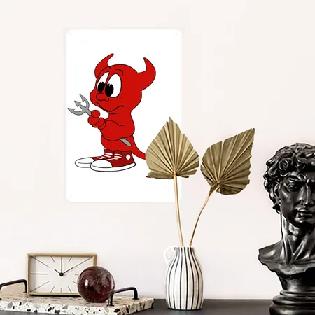 Beastie Freebsd Daemon White Metal Poster Wall Art Decor Sign