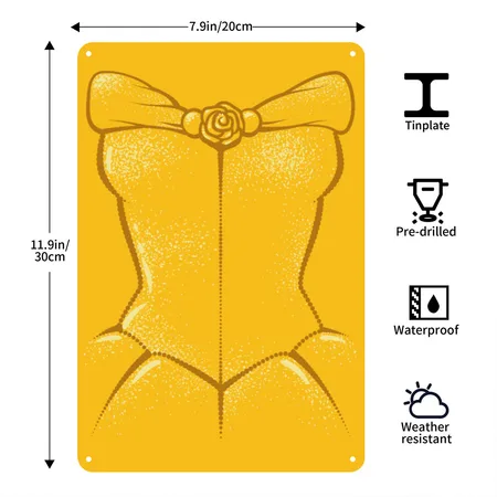 Belle Costume Sun Yellow Metal Poster Wall Art Decor Sign