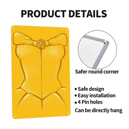 Belle Costume Sun Yellow Metal Poster Wall Art Decor Sign