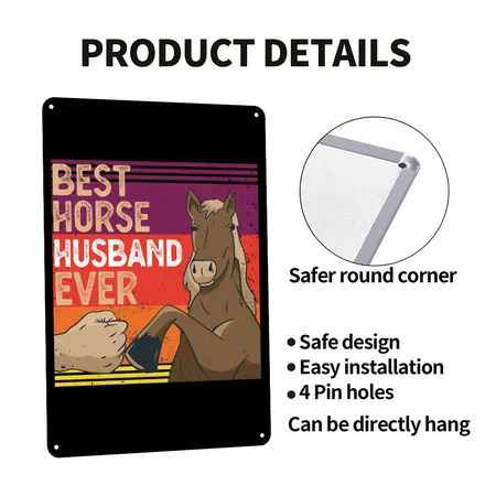 Best Horse Husband Ever Funny Vintage Horse Lover Black Metal Poster Wall Art Decor Sign