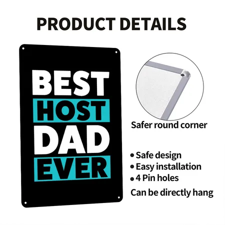Best Host Dad Ever Host Family Black Metal Poster Wall Art Decor Sign