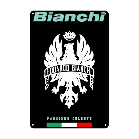 BIANCHI Bicycling Bike BIG Black Metal Poster Wall Art Decor Sign