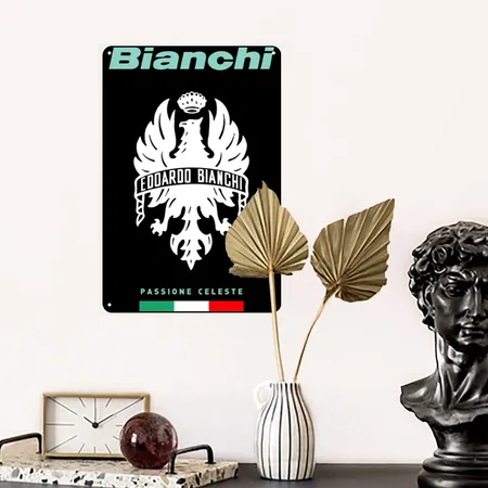 BIANCHI Bicycling Bike BIG Black Metal Poster Wall Art Decor Sign