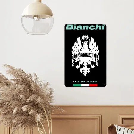 BIANCHI Bicycling Bike BIG Black Metal Poster Wall Art Decor Sign