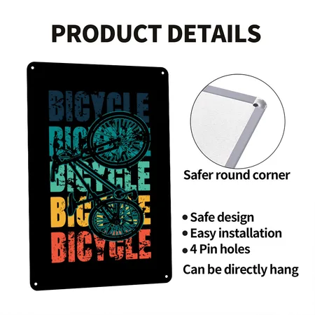 Bicycle Bicycle Bicycle Bicycle Bicycle Black/white Metal Poster Wall Art Decor Sign