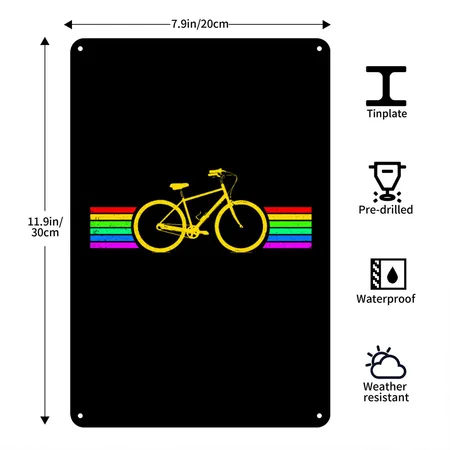 Bicycle Black Metal Poster Wall Art Decor Sign