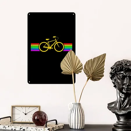 Bicycle Black Metal Poster Wall Art Decor Sign