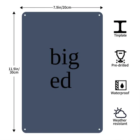 Big Ed Heather Navy Metal Poster Wall Art Decor Sign