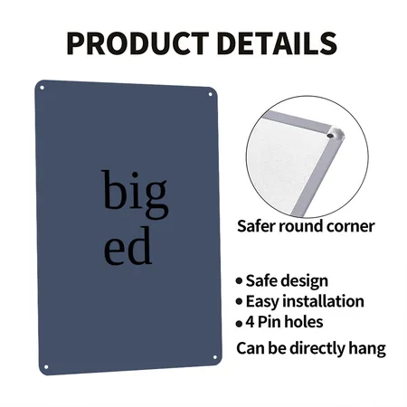 Big Ed Heather Navy Metal Poster Wall Art Decor Sign