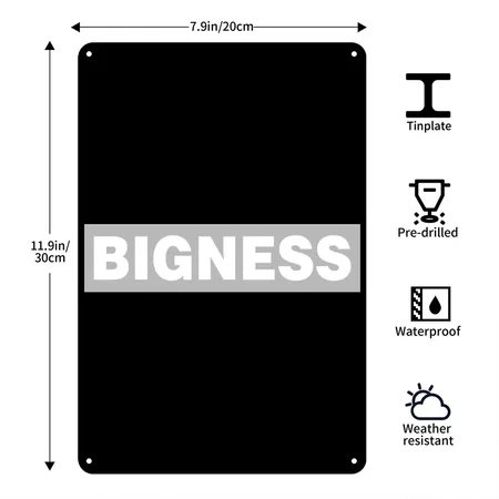 BIGNESS Grey Black Metal Poster Wall Art Decor Sign