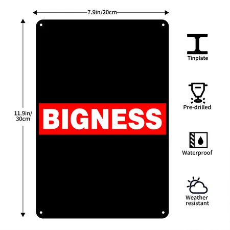 BIGNESS Red Black Metal Poster Wall Art Decor Sign
