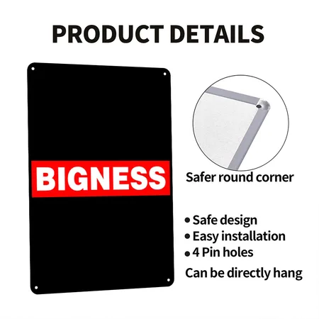 BIGNESS Red Black Metal Poster Wall Art Decor Sign