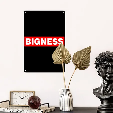 BIGNESS Red Black Metal Poster Wall Art Decor Sign