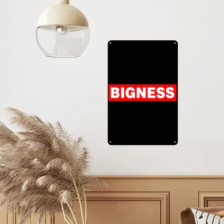 BIGNESS Red Black Metal Poster Wall Art Decor Sign