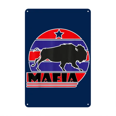 Bills Mafia Buffalo New York BFLO Vintage Fo 1043 Navy Metal Poster Wall Art Decor Sign