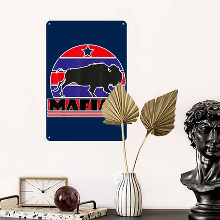 Bills Mafia Buffalo New York BFLO Vintage Fo 1043 Navy Metal Poster Wall Art Decor Sign
