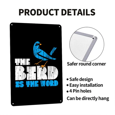 Bird Is The Word Black Metal Poster Wall Art Decor Sign