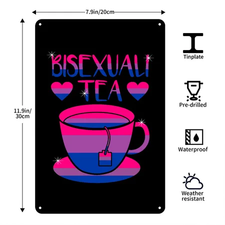 Bisexuality Bisexuali-tea Bisexual Bisexual Bi Black Metal Poster Wall Art Decor Sign