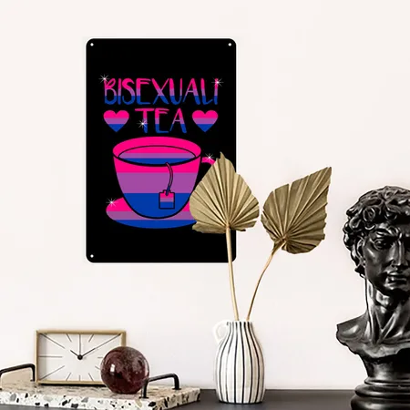 Bisexuality Bisexuali-tea Bisexual Bisexual Bi Black Metal Poster Wall Art Decor Sign
