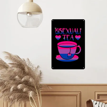 Bisexuality Bisexuali-tea Bisexual Bisexual Bi Black Metal Poster Wall Art Decor Sign
