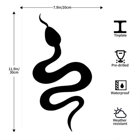 Black Snake Silhouette. Hissing Viper. White Metal Poster Wall Art Decor Sign