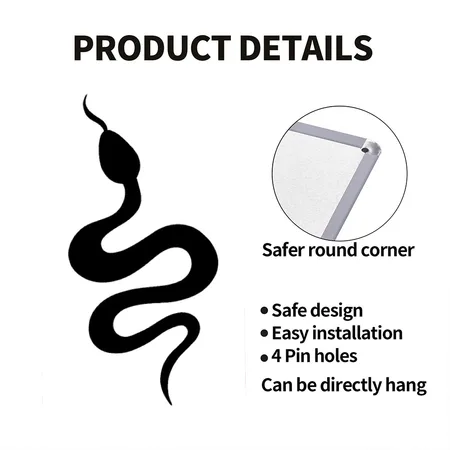 Black Snake Silhouette. Hissing Viper. White Metal Poster Wall Art Decor Sign