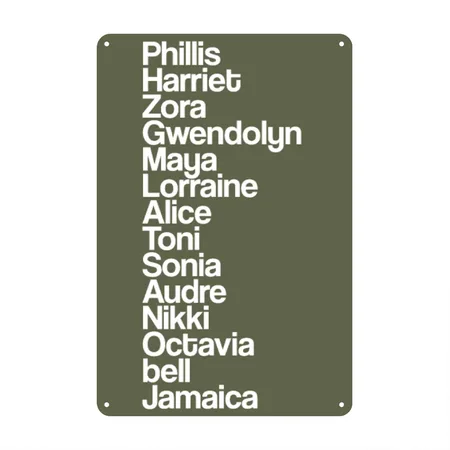 Black Women Writers Green Camo Metal Poster Wall Art Decor Sign