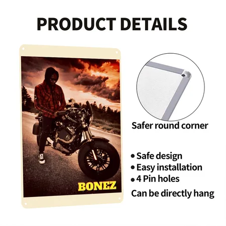 Bonez Natural Metal Poster Wall Art Decor Sign
