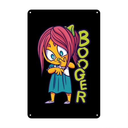 Booger Snot Picking Nose Green Black Metal Poster Wall Art Decor Sign