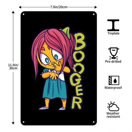 Booger Snot Picking Nose Green Black Metal Poster Wall Art Decor Sign