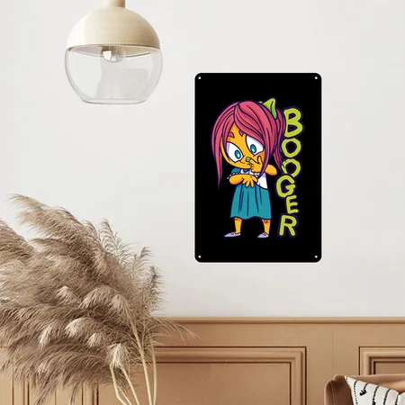 Booger Snot Picking Nose Green Black Metal Poster Wall Art Decor Sign