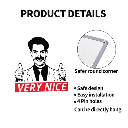 Borat Very Nice White/black Metal Poster Wall Art Decor Sign