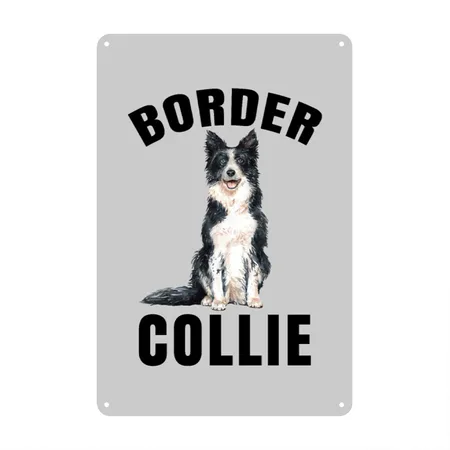 Border Collie Lover's - Gift Border Collie Heather Gray Metal Poster Wall Art Decor Sign
