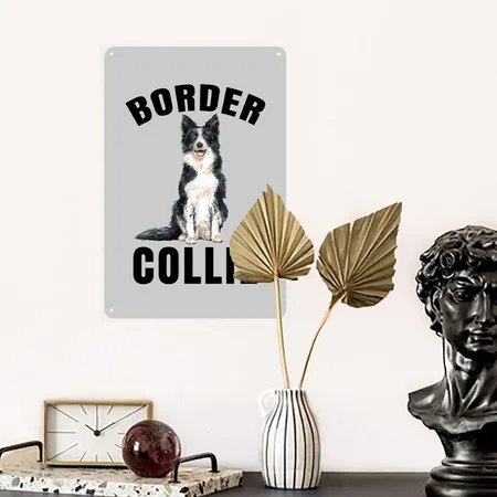 Border Collie Lover's - Gift Border Collie Heather Gray Metal Poster Wall Art Decor Sign